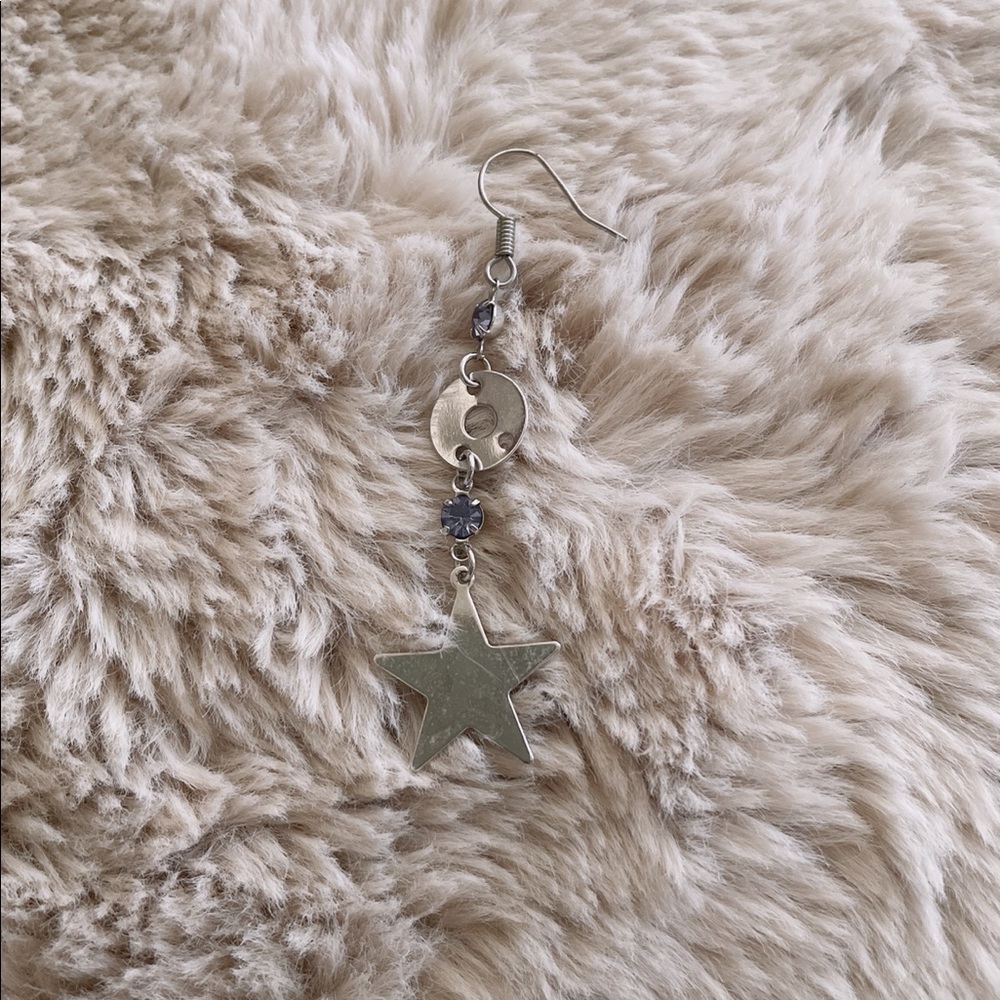 Sterling Silver Single Drop Star Earring